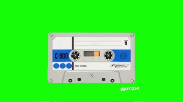 Old or Nostalgia audio cassette tape in green screen