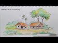 how to draw Village House Scenery easy #shorts #drawing #art