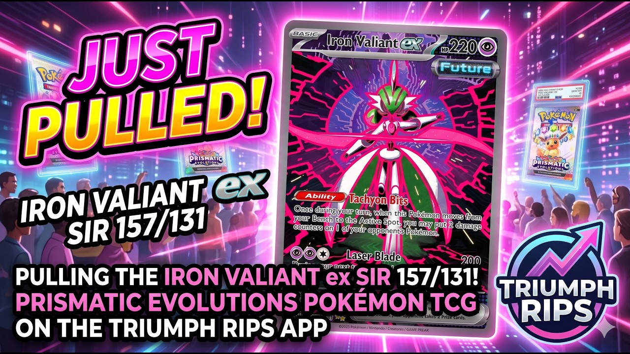 Triump Rips Pulling the Iron Valiant ex SIR 157/131! Prismatic Evolutions Pokémon ...