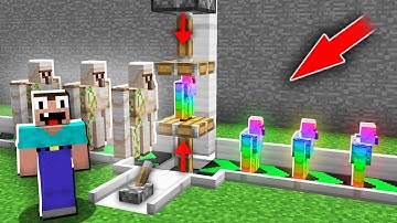 Minecraft NOOB vs PRO: HOW NOOB UPGRADED REDUCED RAINBOW GOLEM IN SUPER MECHANISM? 100% trolling