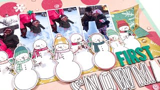 First Snowman Scrapbook Layout Process