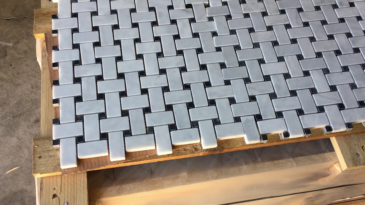 Carrara Basketweave Polished Marble Mosaic Tile