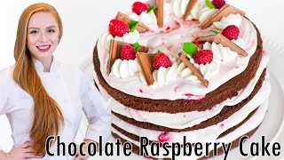 Raspberries & Cream Chocolate Cake - The BEST Raspberry Cake! Details