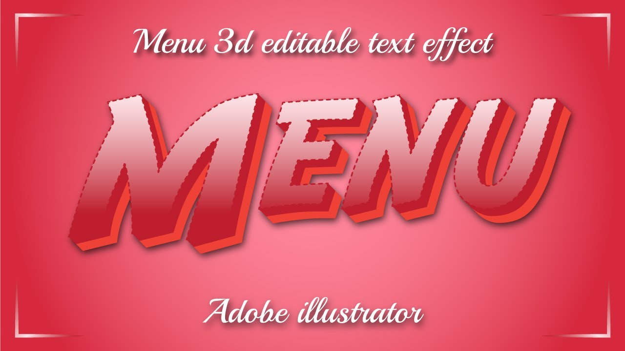 Menu 3d editable text effect design ।। Adobe illustrator ।। AjkerDiganta IT