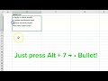 ✅ Quick Excel Bullet List Hack