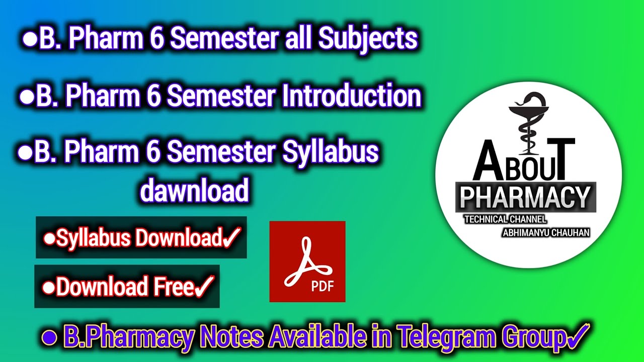 B.Pharm 6 Semester all Subjects || Introduction || Syllabus dawnload ...