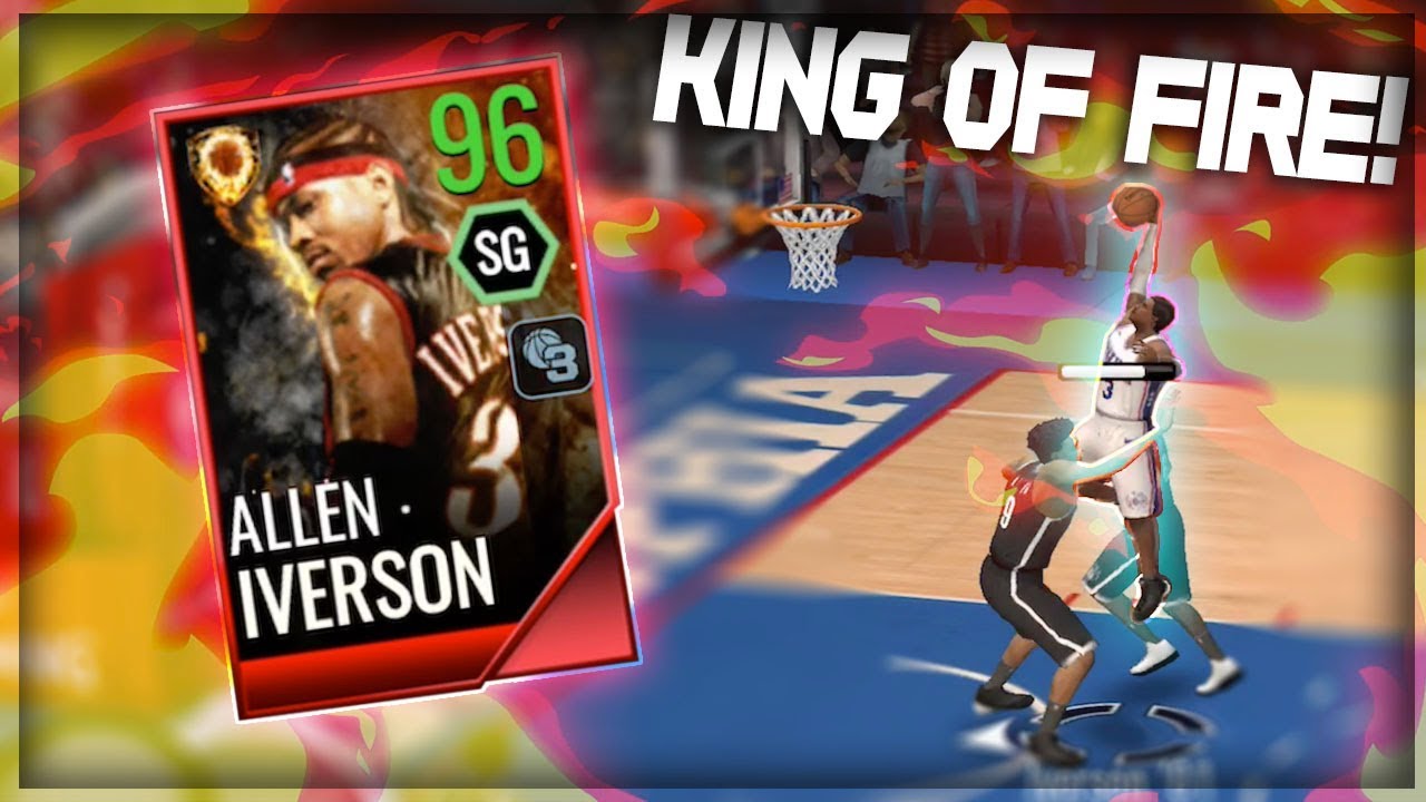NBA LIVE MOBILE 18 KING OF FIRE 96 OVR ALLEN IVERSON GAMEPLAY!! HE IS A GOD!!