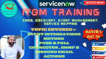 ITOM Training - CIS - Event Management || Batch 3 || Day 34 || Event Integrations Method  #Events