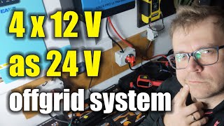 How to wire four 12V batteries - series-parallel for 24V solar inverter