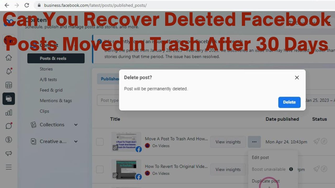 Can You Recover Deleted Facebook Posts After 30 Days Or Can You Recover Deleted Facebook Posts 2023?