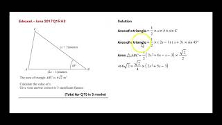 GCSE Maths - Paper H3 Q15 June 2017 Edexcel