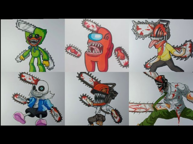 Drawing 6 Chainsaw Man in different styles vẽ các kiểu Quỷ Cưa ...
