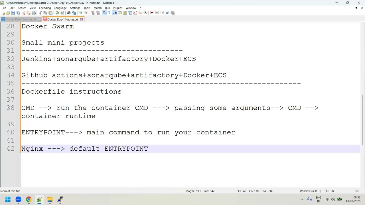 Docker Day-14 || CMD | ENTRYPOINT | ARG | ENV | HEALTHCHECK Dockerfile instructions