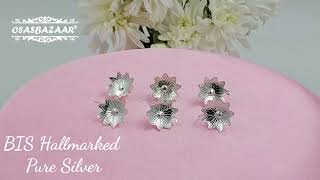 Osasbazaar Silver Lotus Flowers for Puja, Temple at Home - 97%-99% Pure BIS Hallmarked - Set of 6