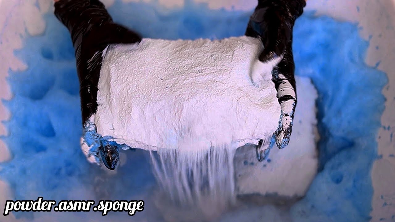 Blue acid paste 💙 Lots of powder and dye Asmr squeezing sponge