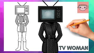 How To Draw Tv Woman - Skibidi Toilet Easy Step By Step Drawing Tutorial