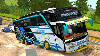 Bus Telolet QQ Winspector SHD Melintas Di jalan Rusak - Bus Simulator Indonesia screenshot 3
