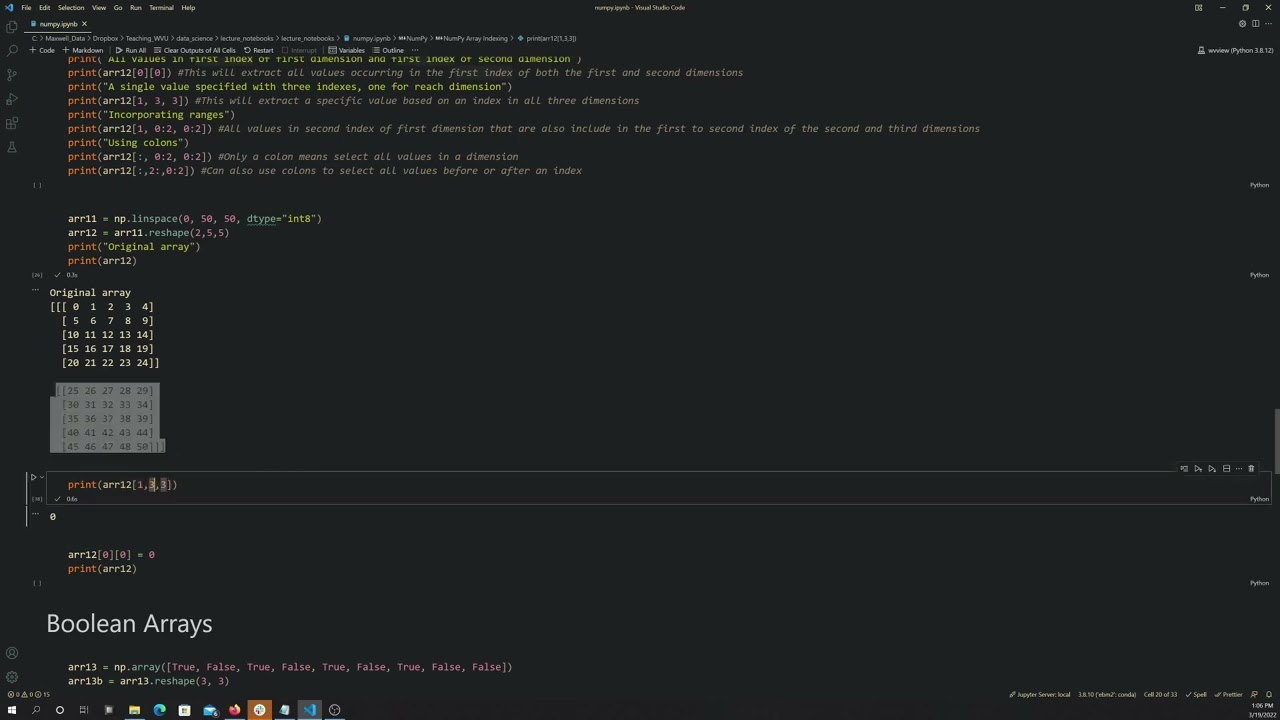 Python: NumPy Indices