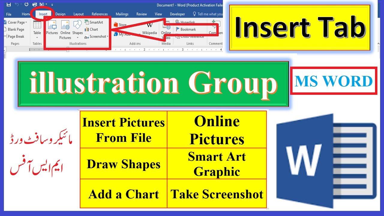 Illustration Group in Insert Tab | MS Word Video Tutorials in Urdu ...