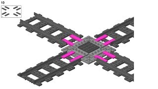 Lego Train custom X-crossing with instructions