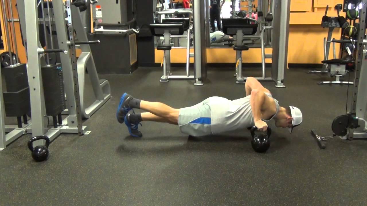 How to: KettleBell Push Ups with Single Leg Raise