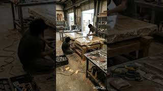 Luxury Outdoor Stone &amp; Teak Dining Table – High-End Villa Terrace Design