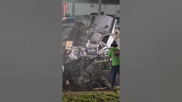 Car rolled over at the 2025 Fayette county cleanup show #demolitionderby #demoderby
