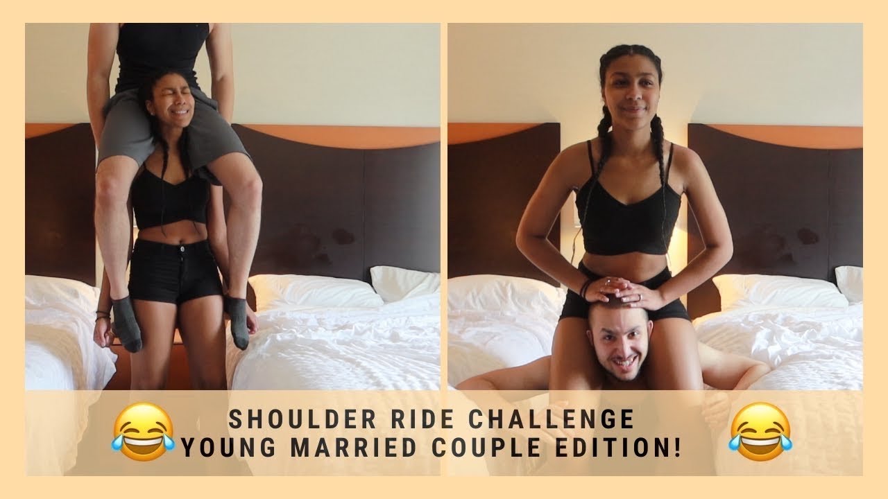 lift and carry, shoulder ride, shoulder ride challenge, YOUNG MARRIED COUPL...