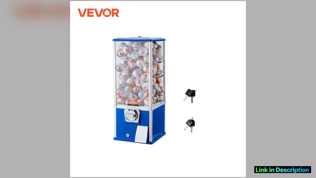 VEVOR 25inch Gumball Machine for Kids PS 230 Capsule Toys Rectangle Blue For Game Stores Coin Opera