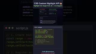 CSS Custom Highlight API — Search Highlight Without Wrappers 🎨 #javascript #css #tutorial #shorts