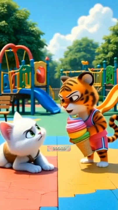 kucing dan harimau rebutan eskrim #funny #shorts #cute #cat #fyp #kucing #lagu