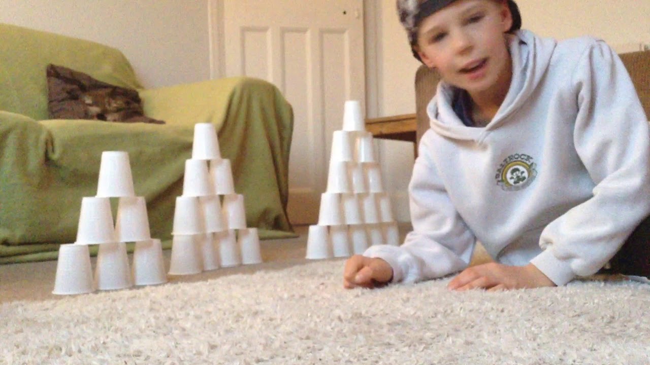 How to take down a stack of cups - YouTube
