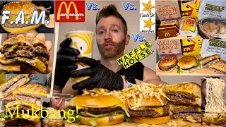 ASMR Muckbang Waffle House Angus Patty Melt Hardees Carl’s Jr Monster Angus Burger Mcdonald’s Double