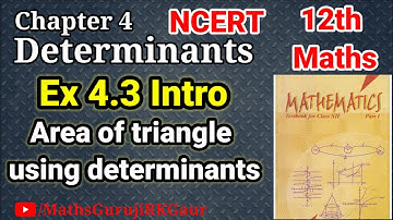 12th Maths| chapter 4 Determinants| Ex 4.3 Intro| Area of triangle using Det |MathsGurujiRKGaur
