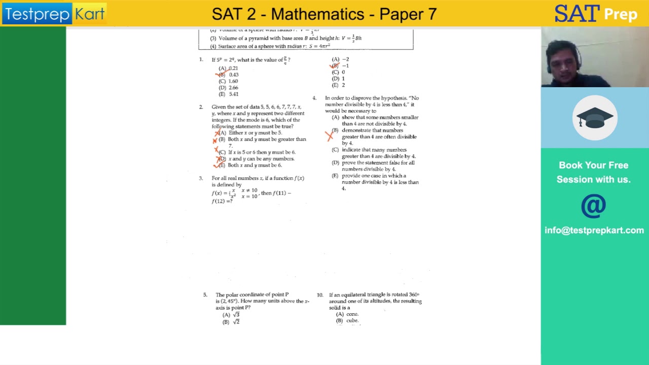 SAT 2 Math Level 2 Practice Test - YouTube