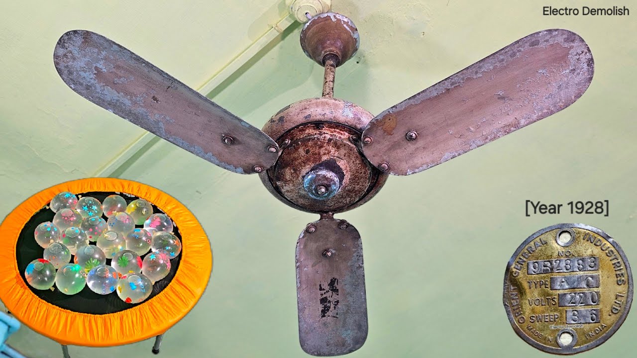 Rarest of Rare 1928 Antique ORIENT 36Inch Ceiling Fan vs Trampoline Full of LED Water 🎈🤑🎈