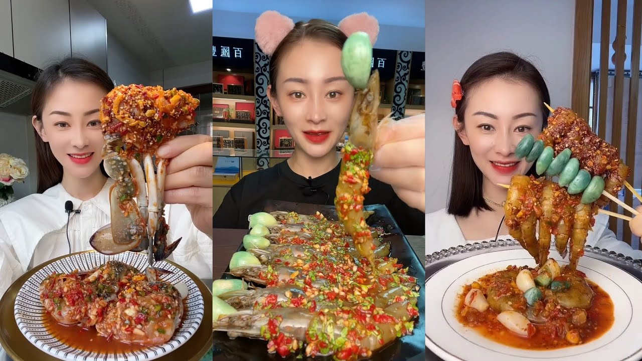 Yummy 952 : Eat Sea food, Shrimp 🦐 🦐 Crabs🦀 cake, frogslleat sea, Spicy, shrimpfood||