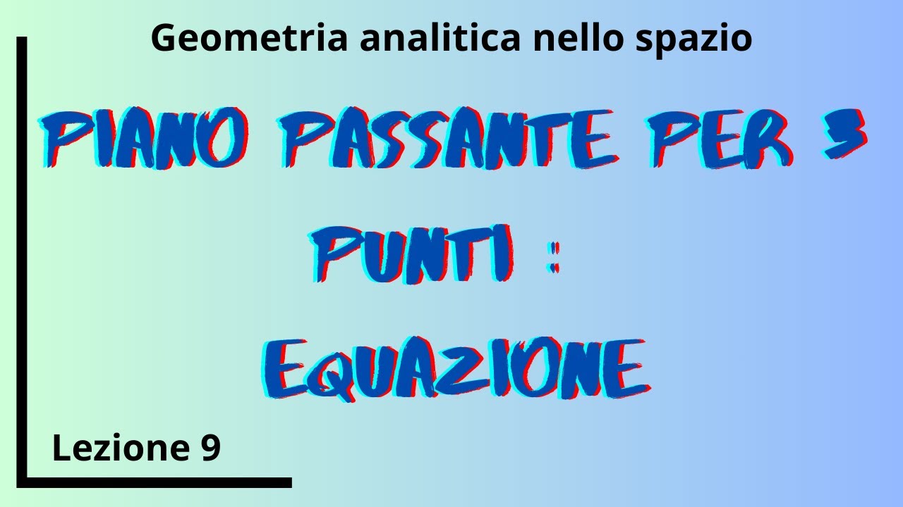Piano passante per 3 punti : ricavarne l'equazione