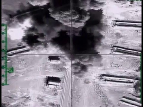 уничтожение рос.авиацией открытых нефтехранилищ ИГИЛ в провинции ХАМА