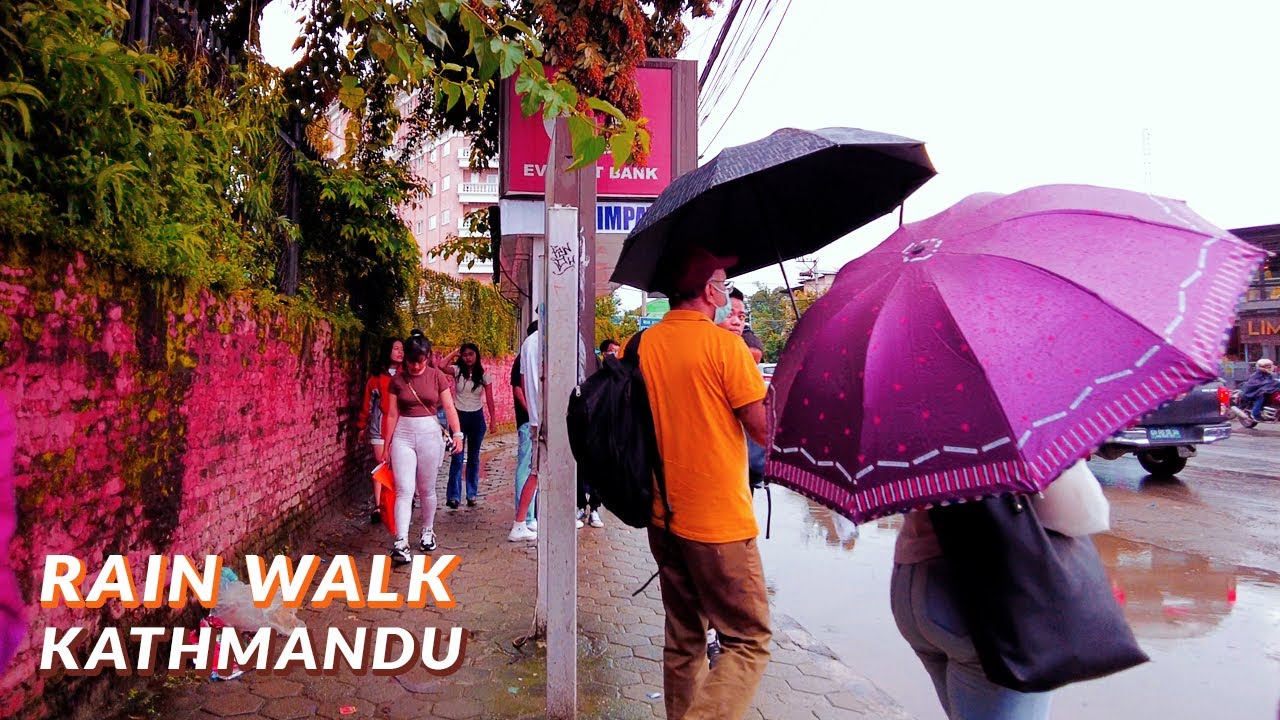 Rain Walk in Lainchaur, Kathmandu | Travel Nepal 4K | ASMR Binaural Rain Sounds for Deep Sleep