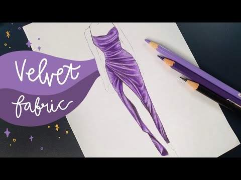 Cara Menggambar Desain Baju Kain Beludru | How to Draw Velvet Dress