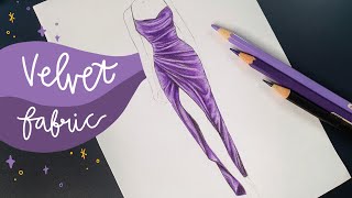 Cara Menggambar Desain Baju Kain Beludru | How to Draw Velvet Dress