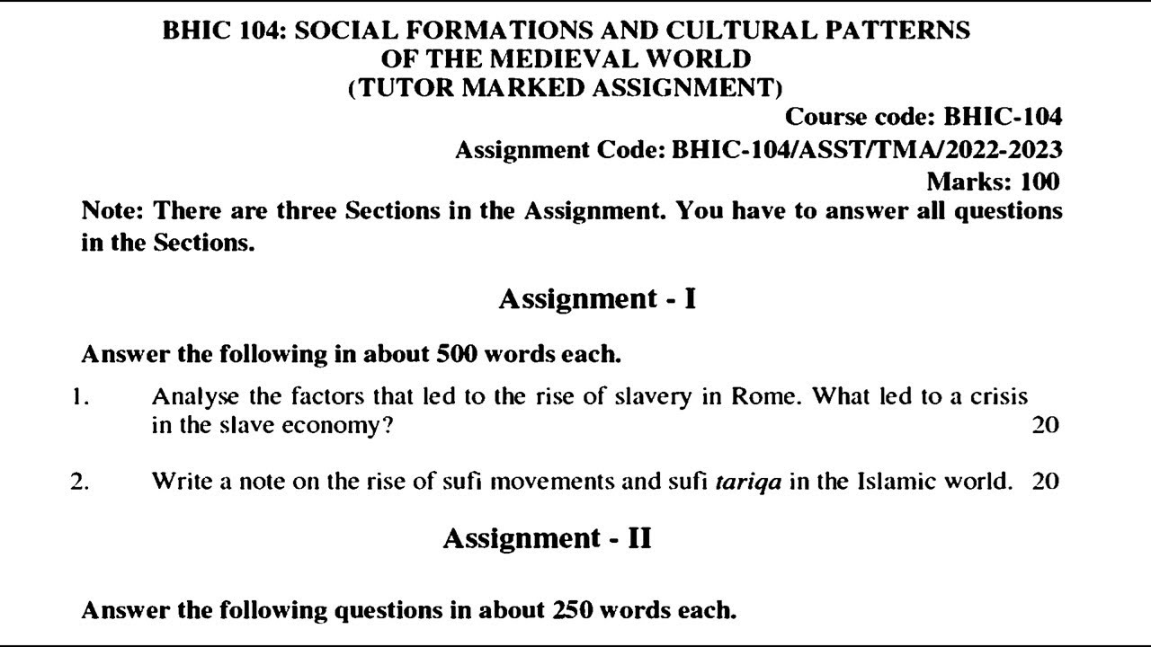 BHIC 104 IGNOU SOLVED ASSIGNMENT 2022 2023 | ENGLISH SOCIAL FORMATIONS AND CULTURAL PATTERNS OF THE
