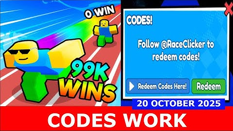 *CODES* ⚡Race Clicker ROBLOX | 20 oktober 2025