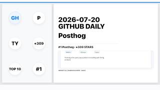 2026-07-20 | GitHub Top 10 Daily | Posthog | Insight AI