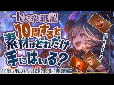 Amount of materials obtained in 10 rounds of Ten Tenshu Senki / 3