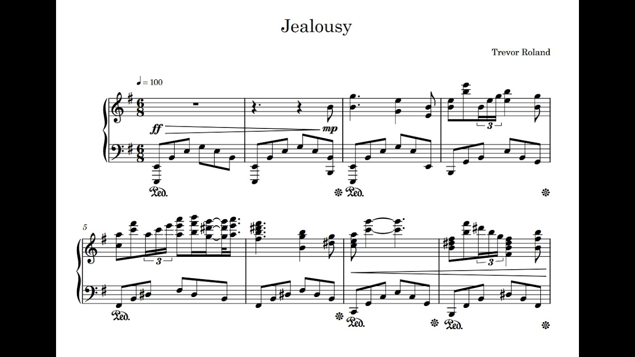 Jealousy (Sheet Music Version) - YouTube