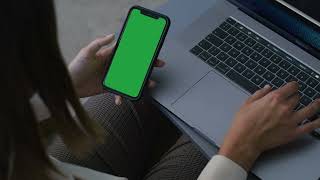 Phone to Laptop Green Screen | Mobile Computer Chroma Key Display for Video Editing | Stock Footage screenshot 3