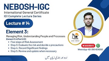 NEBOSH IGC Lecture 14 (Element 3.4) (Part 2/2) | Risk Assessment