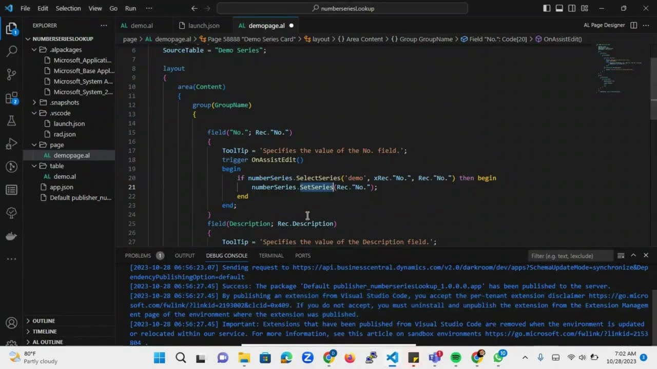 Creating dynamic Number series in business central using button diolog in Al language